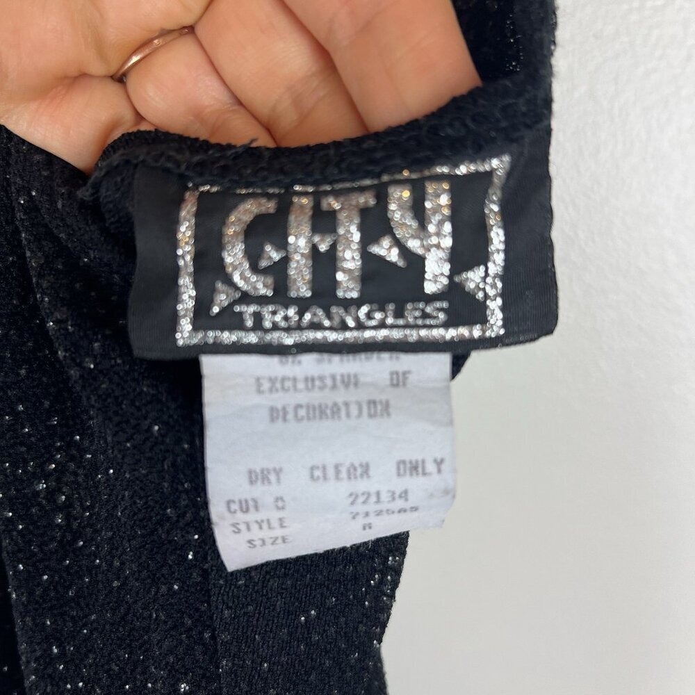 City Triangles Vtg 90s Y2k Black Sparkly Maxi Dre… - image 7